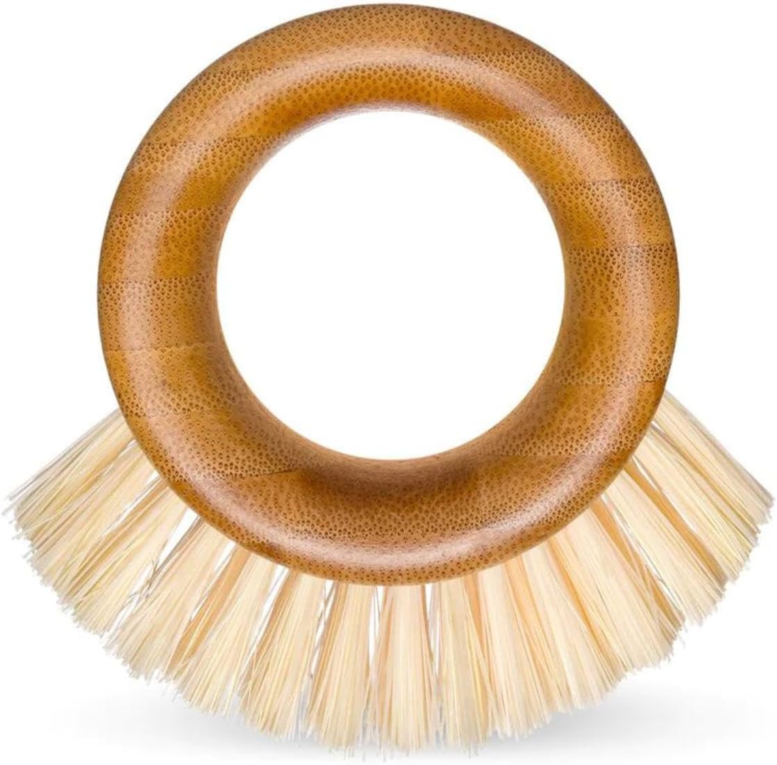 Full Circle The Ring Bamboo Vegetable and Fruit Cleaning Brush - A Versatile Scrubber for Food, Including Potatoes, Mushrooms, and Veggies with Recycled Bristles and Handle