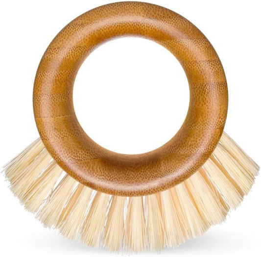 Full Circle The Ring Bamboo Vegetable and Fruit Cleaning Brush - A Versatile Scrubber for Food, Including Potatoes, Mushrooms, and Veggies with Recycled Bristles and Handle