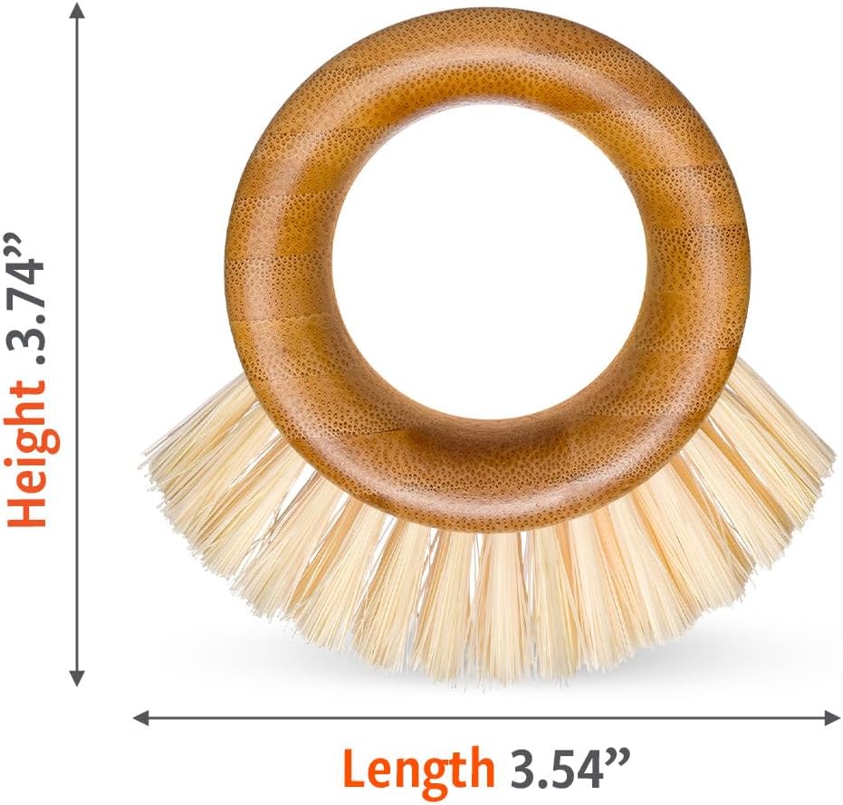 Full Circle The Ring Bamboo Vegetable and Fruit Cleaning Brush - A Versatile Scrubber for Food, Including Potatoes, Mushrooms, and Veggies with Recycled Bristles and Handle